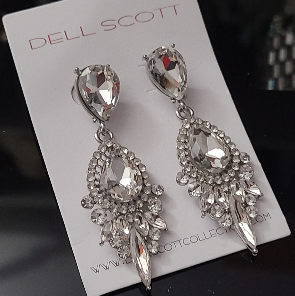 Dell Scott Collection Crystal Rhinestone Statement Dangle Earrings